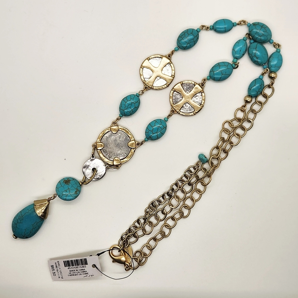 NWT Chico's Isabella Turquoise Coin Necklace - Picture 4 of 6